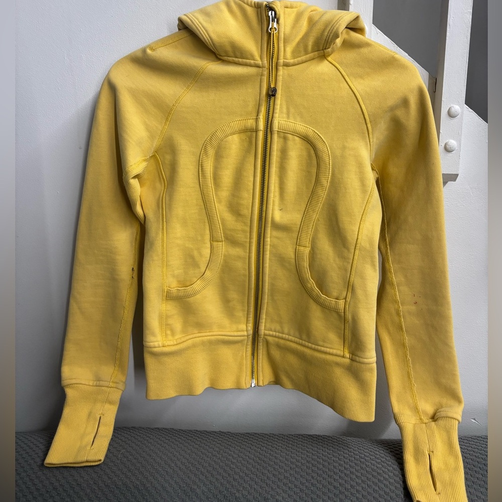 Lululemon Scuba Full-Zip Hoodie Yellow w/ Thumbholes - Size XS